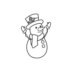 Hand Drawn Snowman Icon Vector Illustration