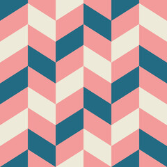 Abstract Vertical Zigzag Retro Pattern in Blue, Red, and Beige Colors. Background for Template Banner Social Media Advertising