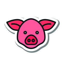 farm animals colorful sickers, badges and icons illustrations