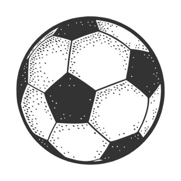 Soccer football ball sketch engraving vector illustration. T-shirt apparel print design. Scratch board imitation. Black and white hand drawn image.