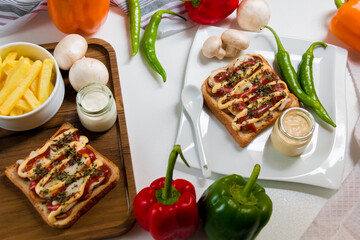 Snack with mushroom and pepper