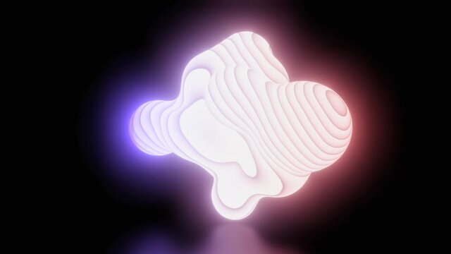 A molecule in abstraction.Design. A particle that moves and moves on a black background in 3d .