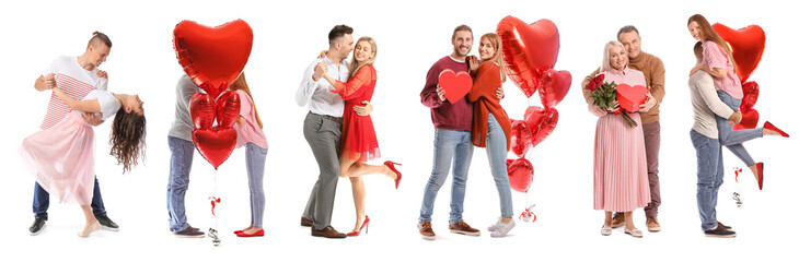 Dancing young couple on white background