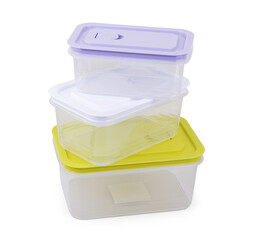 Black Plastic food container with cover on white background with clipping path