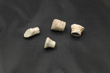 vintage damaged lead gun bullets on black background