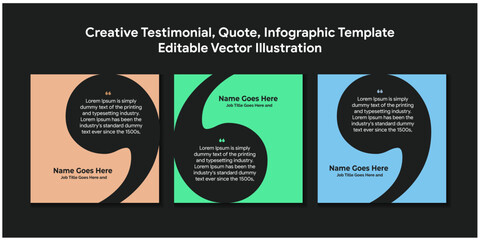 Creative Testimonial, Quote , Infographic Template Editable Vector Illustration  - obrazy, fototapety, plakaty