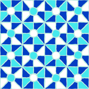 Vintage mosaic pattern. Blue portuguese tile.