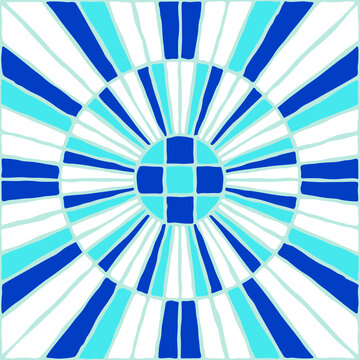 Vintage mosaic pattern. Blue portuguese tile.