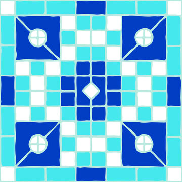 Vintage mosaic pattern. Blue portuguese tile.