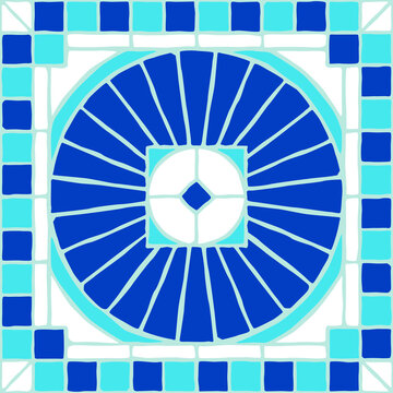 Vintage mosaic pattern. Blue portuguese tile.