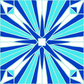 Vintage mosaic pattern. Blue portuguese tile.