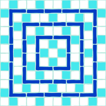 Vintage mosaic pattern. Blue portuguese tile.