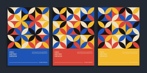 Naklejka premium Minimal retro bauhaus cover design template