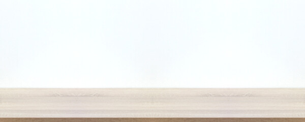 empty table on a white background, kitchen countertop, shelf.