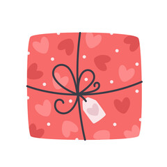 Valentine's Day gift box with hearts. Love, wedding, Valentine's day concept. Vector illustration