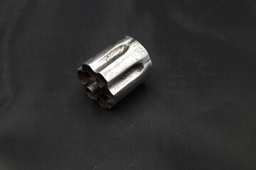 revolver cylinder on black background