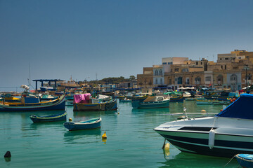 Fototapeta na wymiar Marsaxlokk, Malta, in August 2021