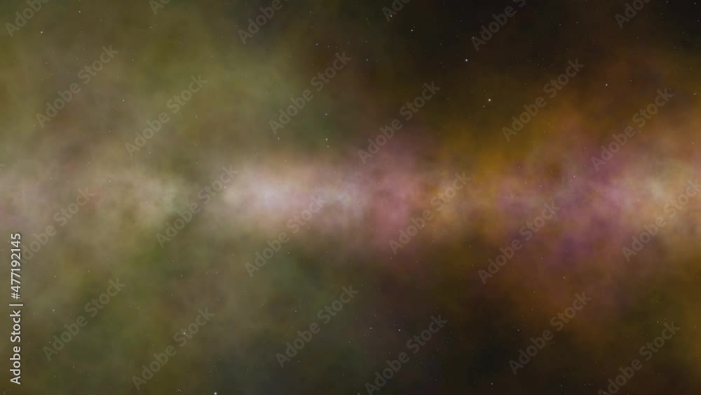 Wall mural artistic loop universe with colourful nebula clouds and stars animation.