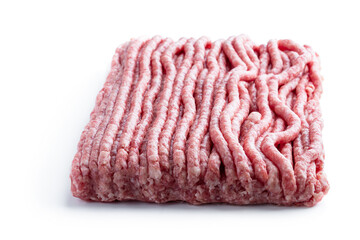 Pork and beef mince isolated on white