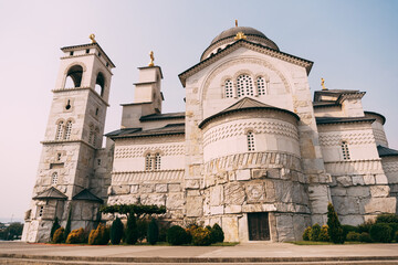 Stone facade of the Cathedral of the Resurrection of Christ in Podgorica