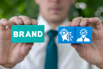Concept of brand awareness campaign. Business Branding Improvement Marketing Advertising.