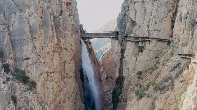 Drone 4k shot of Royal Trail El Caminito del Rey 