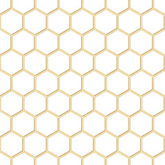 White and cream hexagon wall texture seamless background. 3d rendering.