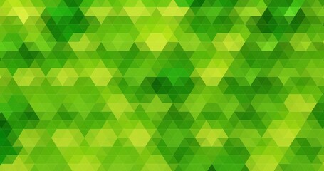 Abstract green gradient mosaic triangles random pattern background.