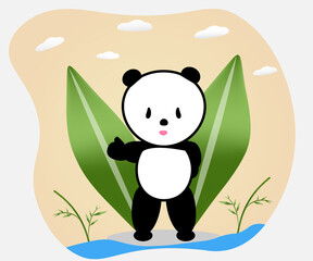 Panda found a clearing where bamboo grows