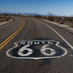 Route 66 Graphic Painted On Roadway