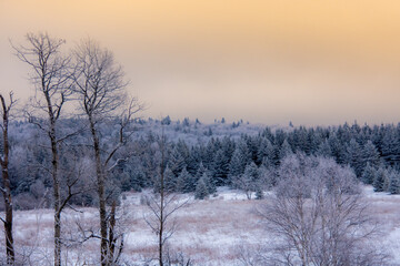 A winter countryside landscape in the province of Quebec, Canada