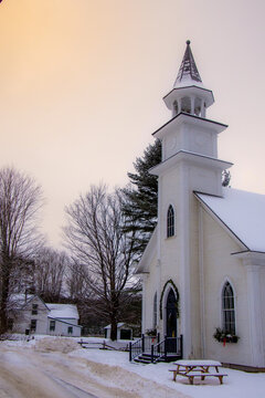 One of the two little church of Wayne’s Mill, Quebec, Canada, december, 27 2021
