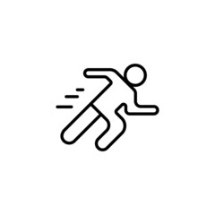 Running man black outline icon. Exit symbol. Movement, sport concept. Trendy flat symbol, sign isolated on white used for: illustration, logo, app, design, web, dev, ui, ux, gui. Vector EPS 10