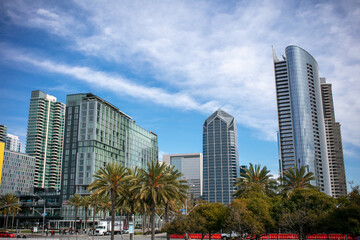 A View of the San Diego, California, Downtown Area from the Embarcadero with the Skyline Cityscape with One America Plaza in the Center © Gary Peplow