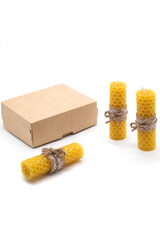 Isolated photos of handmade wax candles