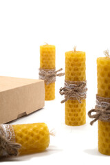 Isolated photos of handmade wax candles