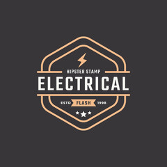 Hipster Vintage Retro Rustic Label Badge for Electric Bolt Flash Storm Stamp Logo Design Inspiration