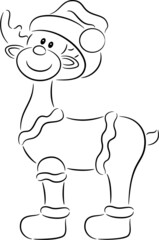 illustration of Christmas deer in Christmas clothes, isolated