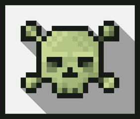 Pixel Avatar with Skull and Bones with Shadows.