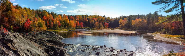 Panoramic view of the Chutes river in Massey, ON, Canada - obrazy, fototapety, plakaty