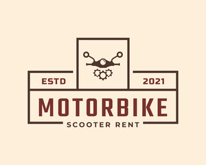 Classic Vintage Retro Label Badge Emblem Motorbike and Scooter Rental Logo Design Inspiration