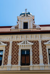 Fototapeta na wymiar Architectural details on the facade of a building from Oradea. Romania.