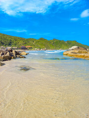 beach and rocks in tropical beach at Atalaia Mariscal Bombinhas Brazil