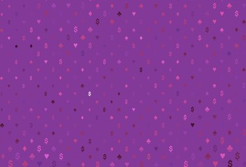 Dark pink vector pattern with symbol of cards.