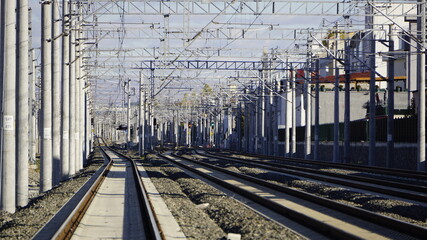 Obraz na płótnie Canvas railway in the morning