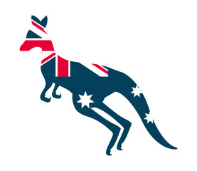 kangaroo with australia flag