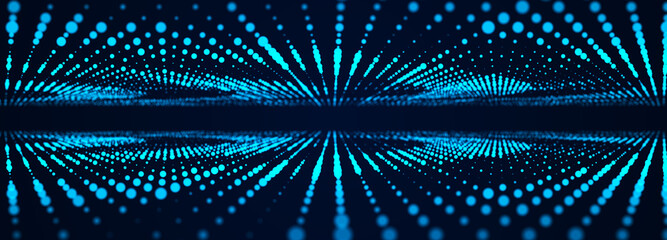 Abstract technology background. Computer matrix. Futuristic cyber blue background of points. 3d rendering.