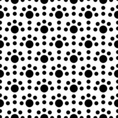 Fototapeta premium Circles seamless pattern. Dots ornament. Polka dot motif. Circular figures backdrop. Rounds background. Dotted wallpaper. Digital paper, textile print, web design, abstract image. Vector artwork