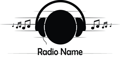 Elegant Logo for a radio station or radio show or a podcast in black and white