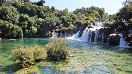The most beautiful and popular place in the Krka National Park - Skradinski Buk waterfall, Croatia